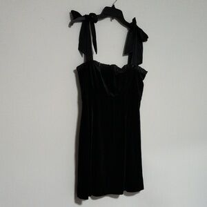 New Faux Black Velvet Mini Dress / Size L